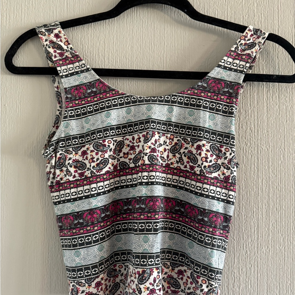 Forever 21 Multicolor Striped Floral Tank Top